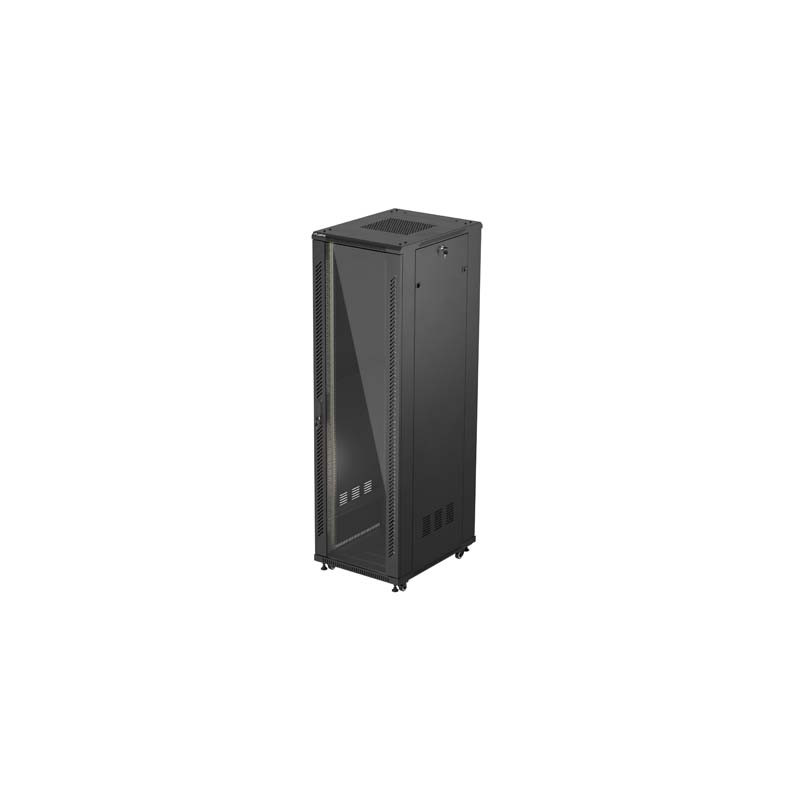 LANBERG 19'' VOĽNE STOJÚCA RACKOVÁ SKRIŇA 42U/600X800 (FLAT PACK) S PRESKLENÝMI DVERAMI ČIERNA