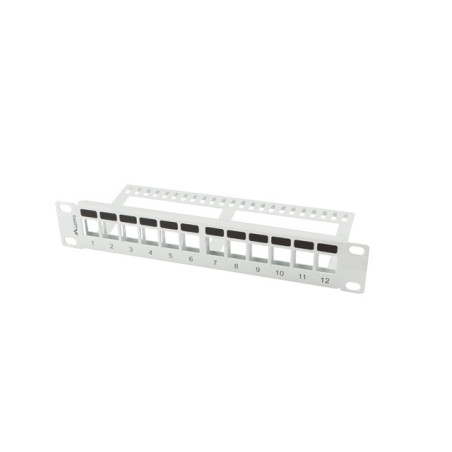 PATCH PANEL 12 PORTOV 1U S ORGANIZÉROM PRO KEYSTONE MODULY ŠEDÝ LANBERG