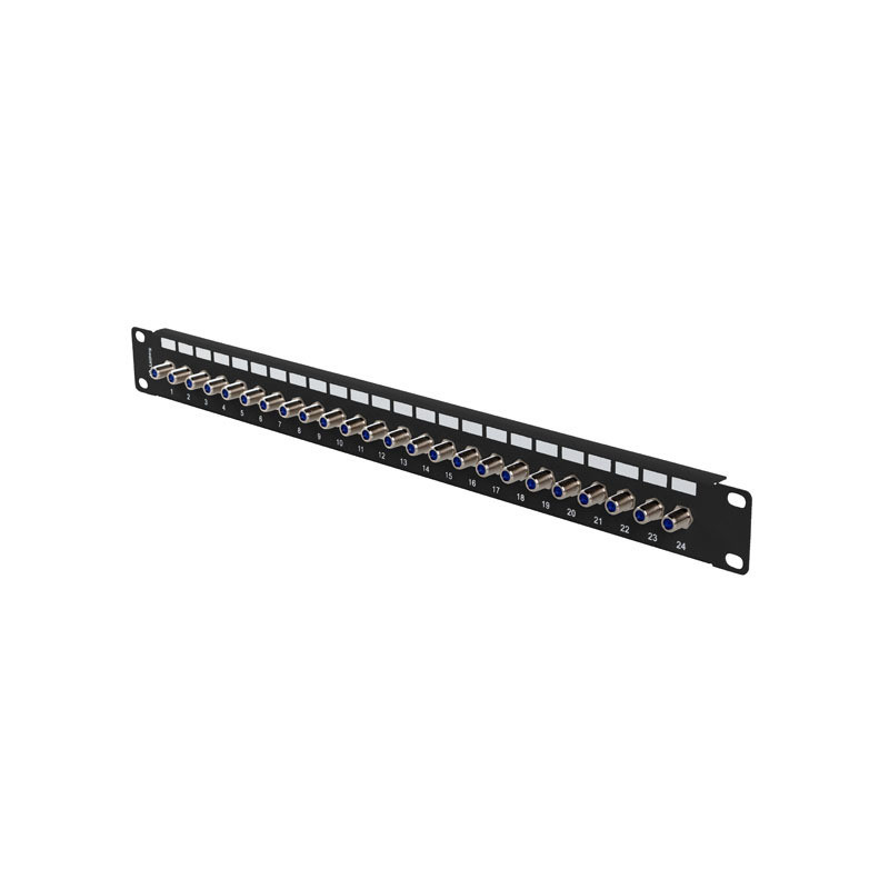 PATCH PANEL 24 PORTOV 1U S KONEKTOROM TYPU F ČIERNY LANBERG