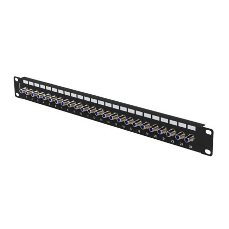 PATCH PANEL 24 PORTOV 1U S KONEKTOROM TYPU F ČIERNY LANBERG