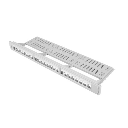 24PORTOVÝ PATCH PANEL 1U S ORGANIZÉROM PRO KEYSTONE MODULY ŠEDÝ LANBERG