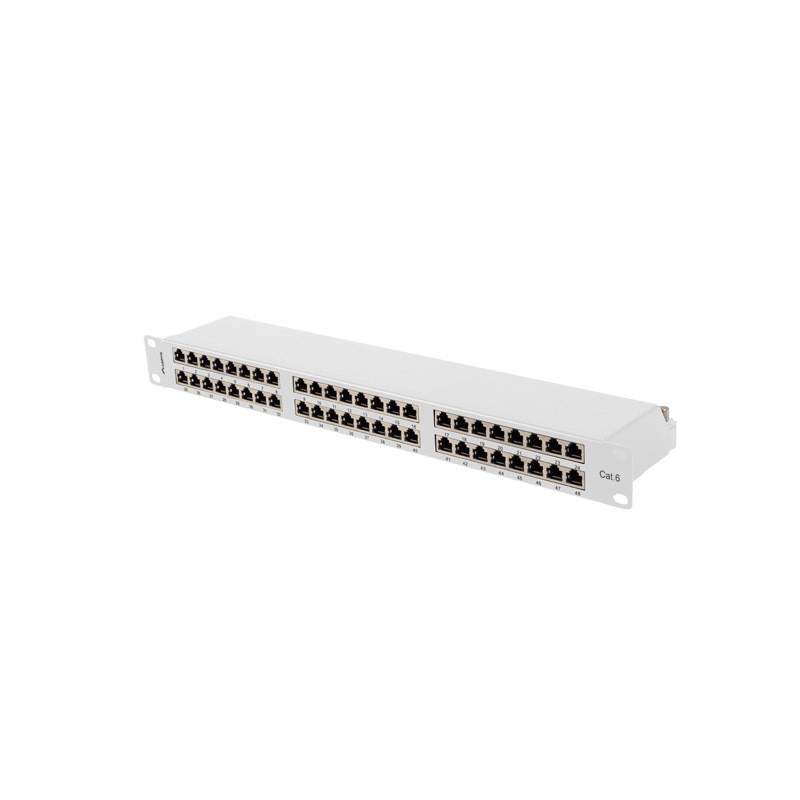 PATCH PANEL 48 PORTOV 1U 19'' CAT.6 FTP TIENENÝ ŠEDÝ LANBERG