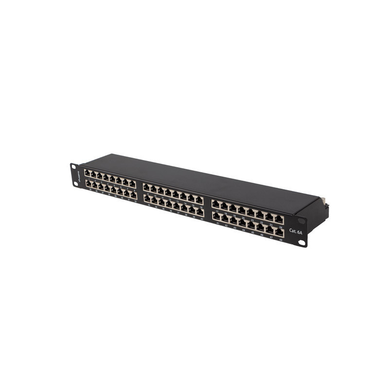 PATCH PANEL 48 PORTOV 1U 19'' CAT.6A FTP TIENENÝ ČIERNY LANBERG