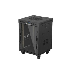 19'' VOĽNE STOJÚCA RACKOVÁ SKRIŇA 15U/600X600 (FLAT PACK) S PRESKLENÝMI DVERAMI LCD ČIERNA LANBERG V2