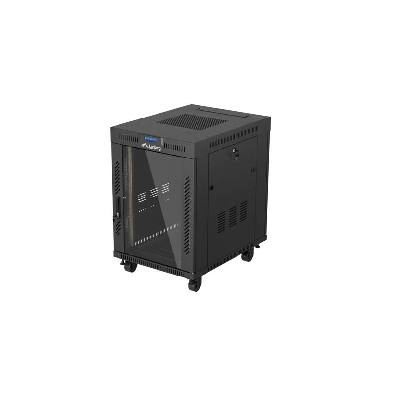 19'' VOĽNE STOJÚCA RACKOVÁ SKRIŇA 15U/600X800 (FLAT PACK) S PRESKLENÝMI DVERAMI LCD ČIERNA LANBERG V2