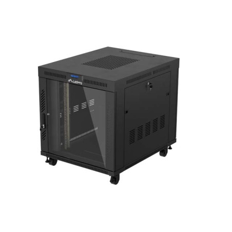19'' VOĽNE STOJÚCA RACKOVÁ SKRIŇA 15U/800X1000 (FLAT PACK) S PRESKLENÝMI DVERAMI LCD ČIERNA LANBERG V2