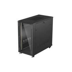19'' VOĽNE STOJÚCA RACKOVÁ SKRIŇA 22U 600X1200 ČIERNE SKLENENÉ DVERE LANBERG (PLOCHÉ BALENIE)