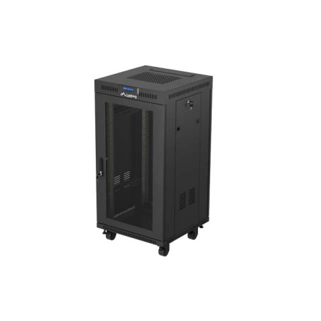 19'' VOĽNE STOJÚCA RACKOVÁ SKRIŇA 22U/600X600 (FLAT PACK) SO SIEŤOVÝMI DVERAMI LCD ČIERNA LANBERG V2