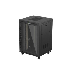 19'' VOĽNE STOJÚCA RACKOVÁ SKRIŇA 22U/800X800 (FLAT PACK) S PRESKLENÝMI DVERAMI LCD ČIERNA LANBERG V2