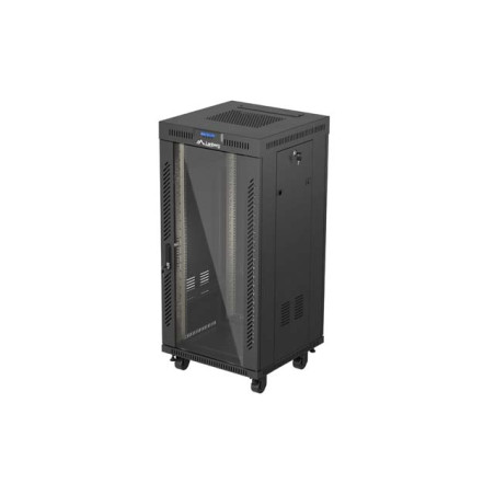19'' VOĽNE STOJÚCA RACKOVÁ SKRIŇA 24U 600X600 ČIERNE SKLENENÉ DVERE LCD LANBERG (FLAT PACK) V2