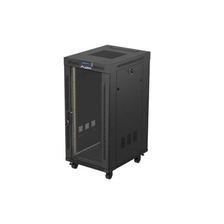 19'' VOĽNE STOJÚCA RACKOVÁ SKRIŇA 24U 600X800 ČIERNE SKLENENÉ DVERE LCD LANBERG (FLAT PACK) V2