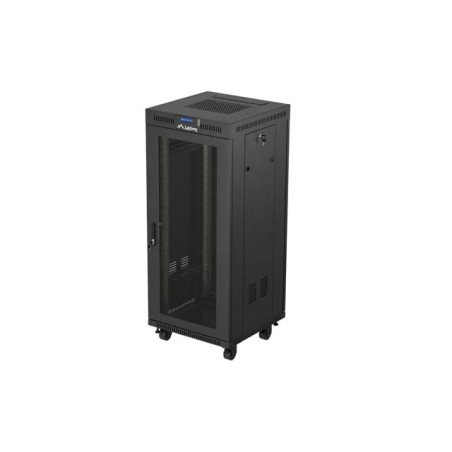 19'' VOĽNE STOJÚCA RACKOVÁ SKRIŇA 27U/600X600 (FLAT PACK) SO SIEŤOVANÝMI DVERAMI LCD ČIERNA LANBERG V2