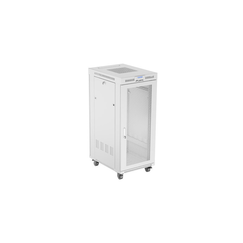 19'' VOĽNE STOJÚCA RACKOVÁ SKRIŇA 27U 600X800 ŠEDÁ LCD S PERFOROVANÝMI DVERAMI LANBERG (PLOCHÉ BALENIE)