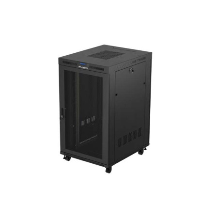 19'' VOĽNE STOJÚCA RACKOVÁ SKRIŇA 27U 800X1000 ČIERNY LCD S PERFOROVANÝMI DVERAMI LANBERG (FLAT PACK) V2