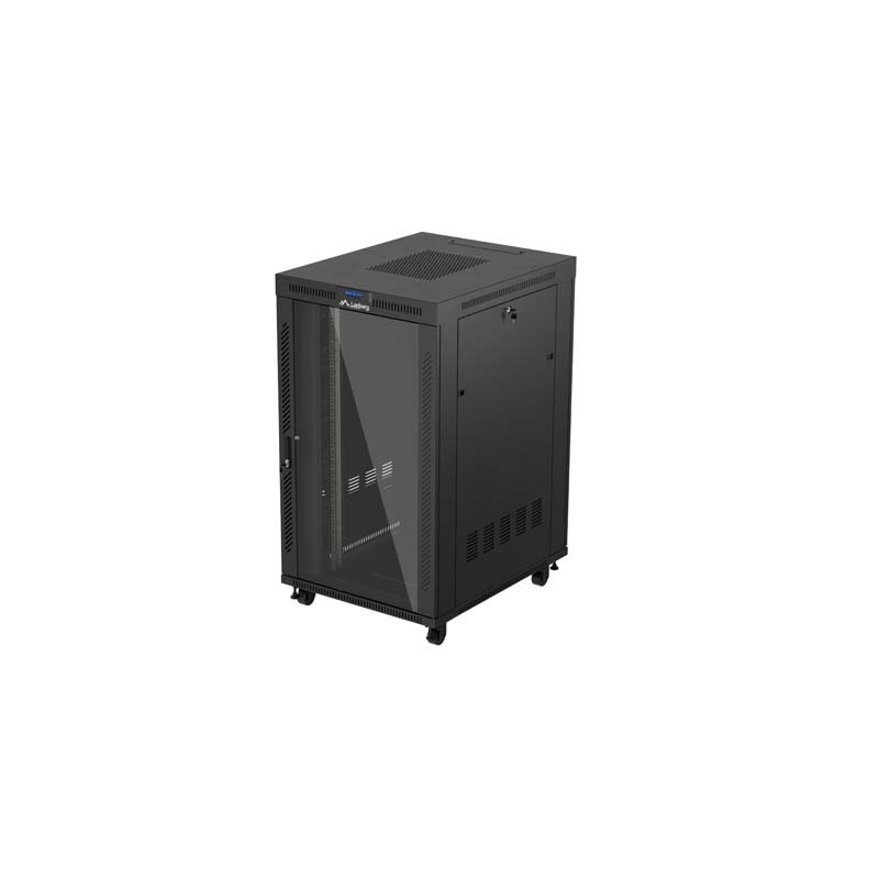 19'' VOĽNE STOJÚCA RACKOVÁ SKRIŇA 27U/800X1000 (FLAT PACK) S PRESKLENÝMI DVERAMI LCD ČIERNA LANBERG V2
