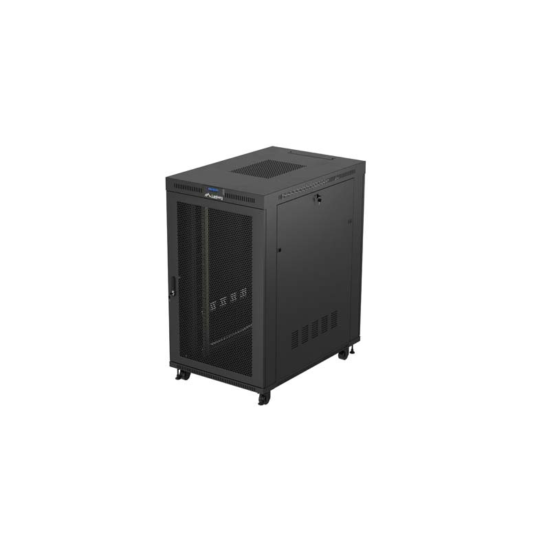 19'' VOĽNE STOJÚCA RACKOVÁ SKRIŇA 27U/800X1200 (FLAT PACK) S DVIERKAMI SO SIEŤKOU LCD ČIERNA LANBERG