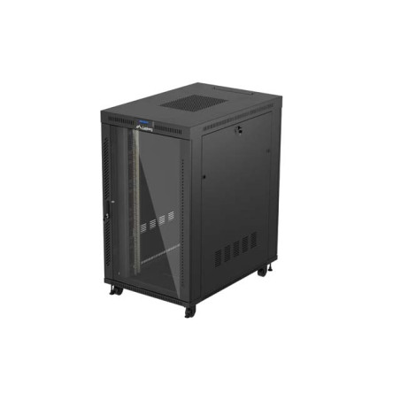 19'' VOĽNE STOJÚCA RACKOVÁ SKRIŇA 27U/800X1200 (FLAT PACK) S PRESKLENÝMI DVERAMI LCD ČIERNA LANBERG