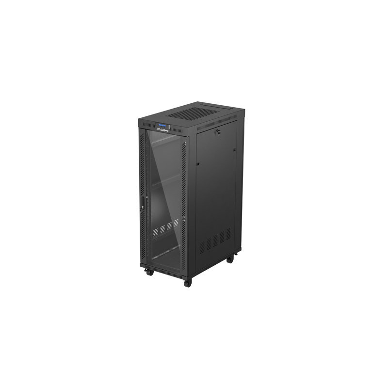 19'' VOĽNE STOJÚCA RACKOVÁ SKRIŇA 32U 600X1000 ČIERNY LANBERG LCD SKLENENÉ DVERE (PLOCHÉ BALENIE)