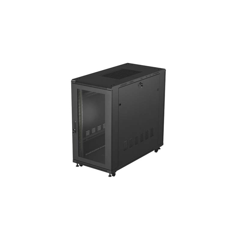19'' VOĽNE STOJÚCA RACKOVÁ SKRIŇA 22U 600X1200 ČIERNE PERFOROVANÉ DVERE LANBERG (PLOCHÉ BALENIE)
