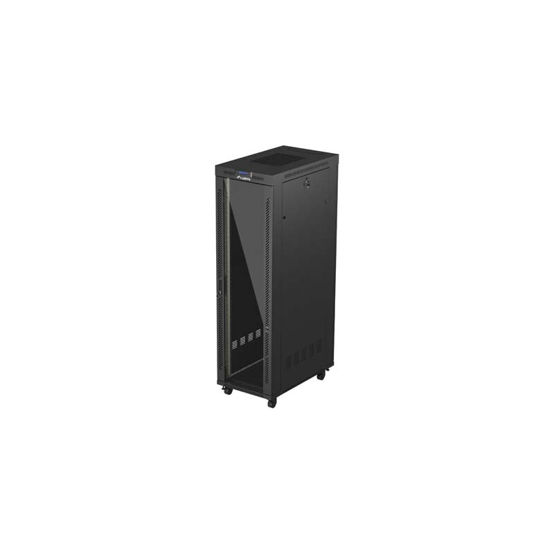 19'' VOĽNE STOJÚCA RACKOVÁ SKRIŇA 42U/600X1000 (FLAT PACK) S PRESKLENÝMI DVERAMI LCD ČIERNA LANBERG V2