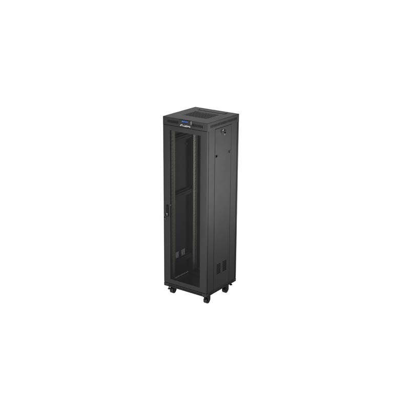 19'' VOĽNE STOJÚCA RACKOVÁ SKRIŇA 42U/600X600 (FLAT PACK) SO SIEŤOVÝMI DVERAMI LCD ČIERNA LANBERG V2