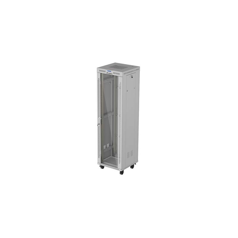 19'' VOĽNE STOJÚCA RACKOVÁ SKRIŇA 42U 600X600 ŠEDÉ SKLENENÉ DVERE LCD LANBERG (FLAT PACK) V2