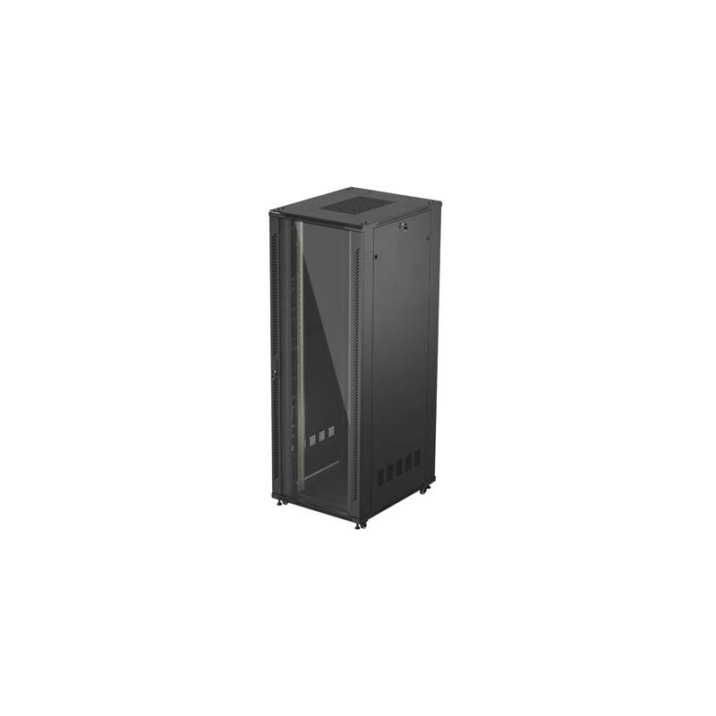 19'' VOĽNE STOJÚCA RACKOVÁ SKRIŇA 47U/800X1000 (FLAT PACK) S PRESKLENÝMI DVERAMI ČIERNA LANBERG