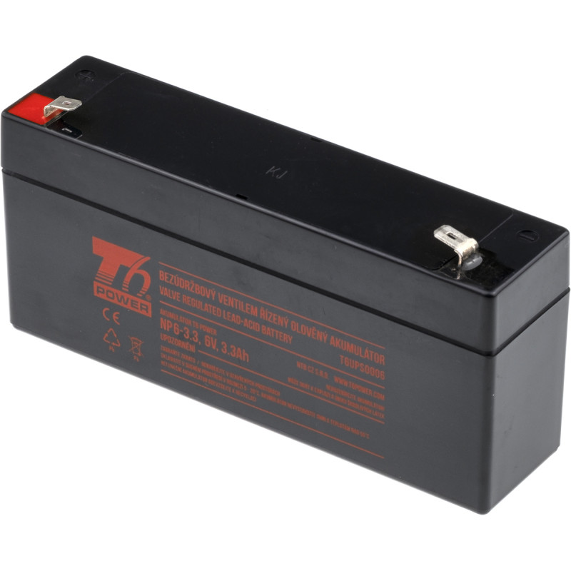 Akumulátor T6 Power NP6-3.3, 6V, 3,3 Ah, F1