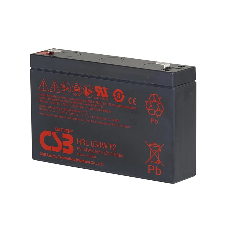 Batéria CSB HRL634WF2, 6V, 9Ah/34W, F2