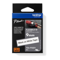 TZE-FX221, biela/čierna, 9 mm, s flexibilnou páskou
