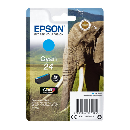 Epson Singlepack Cyan 24 Claria Photo HD Ink