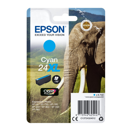 Epson Singlepack Cyan 24XL Claria Photo HD Ink