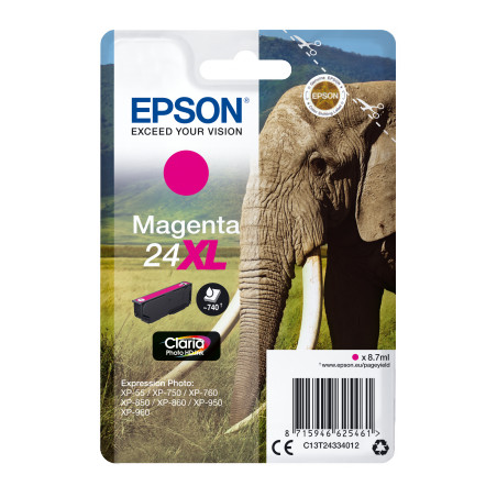 Epson Singlepack Magenta 24XL Claria Photo HD Ink