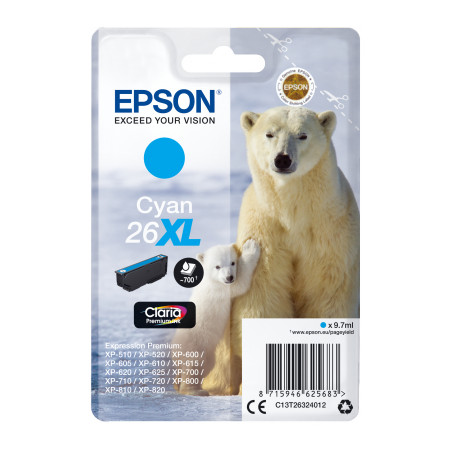 Epson Singlepack Cyan 26XL Claria Premium Ink