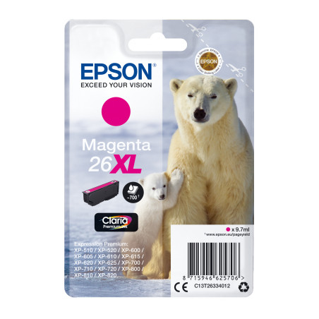 Epson Singlepack Magenta 26XL Claria Premium Ink