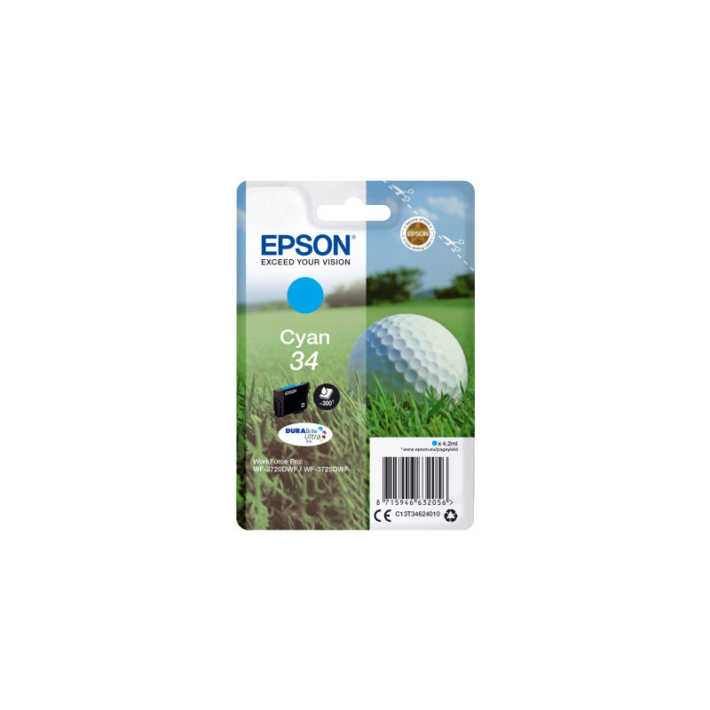 Epson Singlepack Cyan 34 DURABrite Ultra Ink