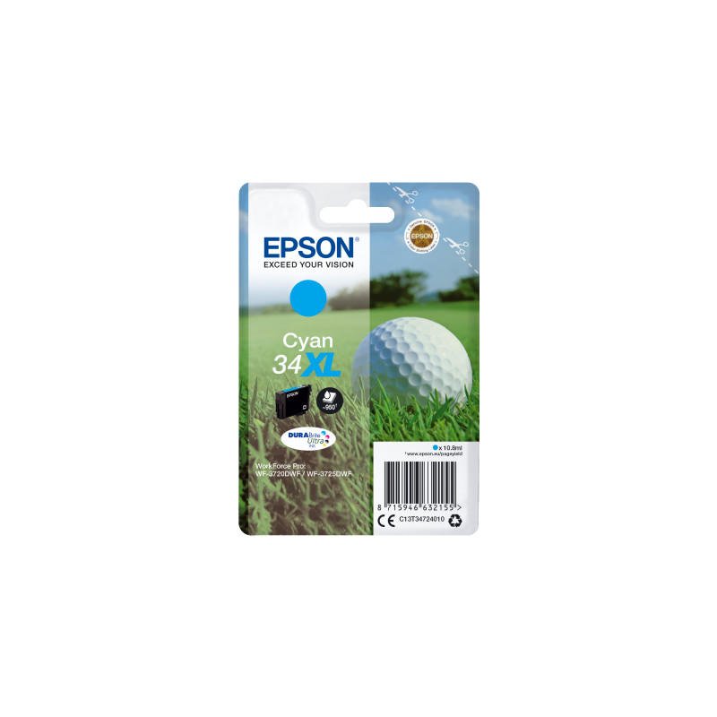 Epson Singlepack Cyan 34XL DURABrite Ultra Ink