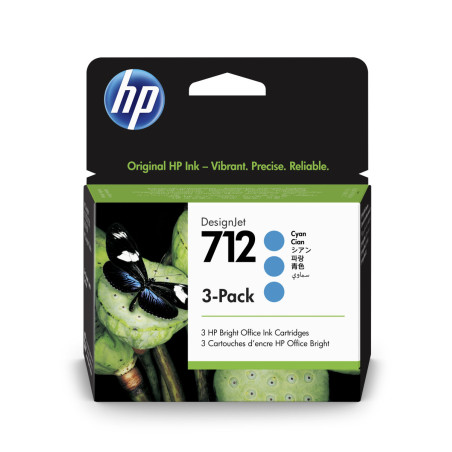 HP 712 Ink. náplň azúrová, trojbalenie, 3ED77A