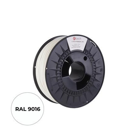 Tlačová struna (filament) C-TECH PREMIUM LINE, PETG, dopravná biela, RAL9016, 1,75mm, 1kg