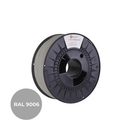 Tlačová struna (filament) C-TECH PREMIUM LINE, PLA, biely hliník, RAL9006, 1,75mm, 1kg