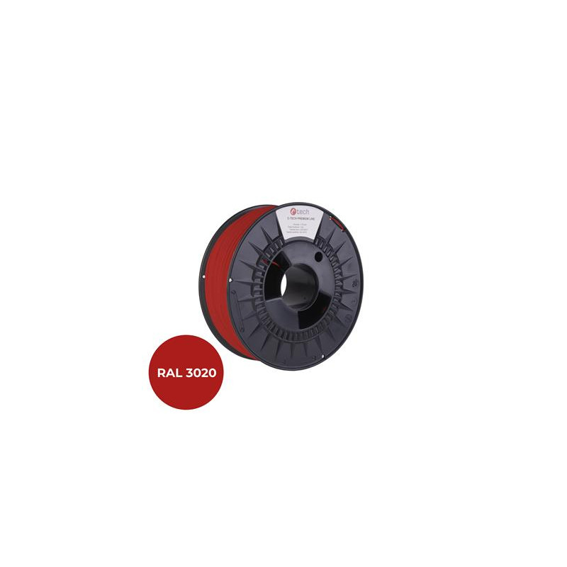 Tlačová struna (filament) C-TECH PREMIUM LINE, PLA, dopravná červená, RAL3020, 1,75mm, 1kg