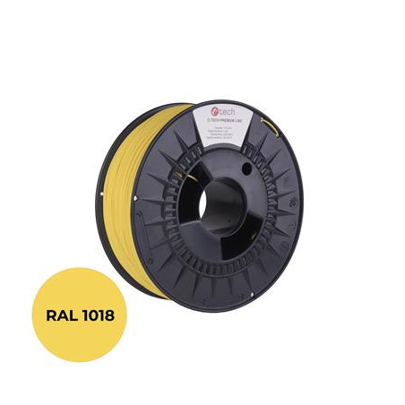 Tlačová struna (filament) C-TECH PREMIUM LINE, PLA, zinková žltá, RAL1018, 1,75mm, 1kg