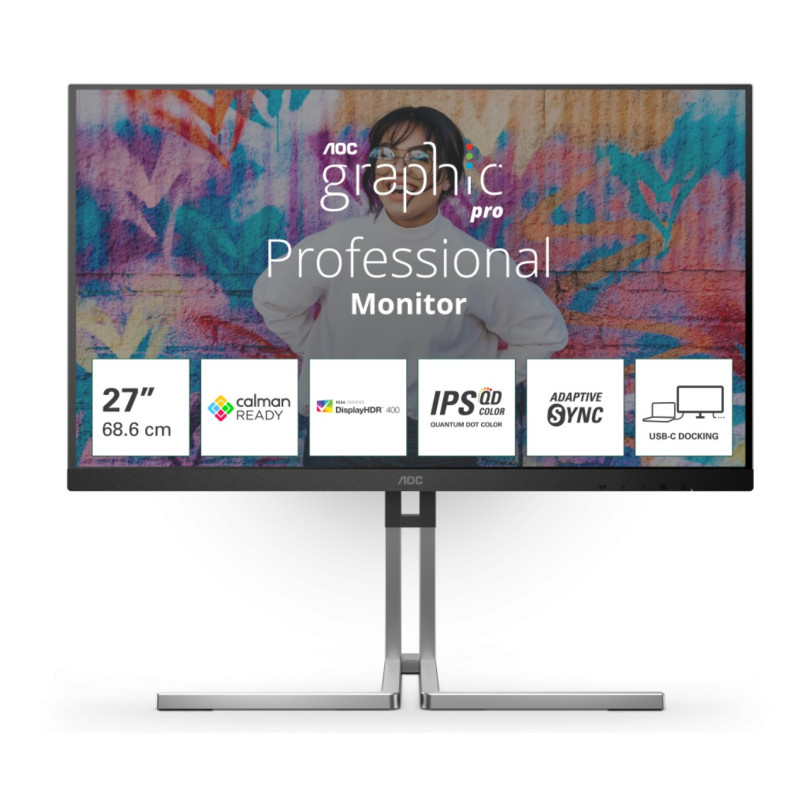 AOC/Q27U3CV/27''/IPS/QHD/75Hz/4ms/Blck-Slvr/3R