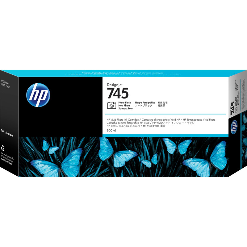 HP 745 atramentová náplň foto. čierna, F9K04A