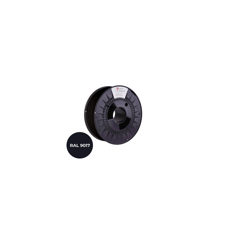Filament C-TECH PREMIUM LINE, TPU 90A, flexibilný, dopravná čierna, RAL9017, 1,75mm, 1kg