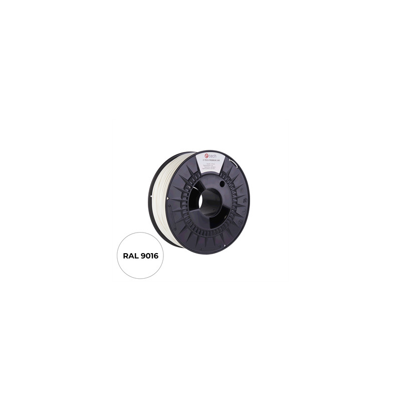 Filament C-TECH PREMIUM LINE, TPU 90A, flexibilný, dopravná biela, RAL9003, 1,75mm, 1kg