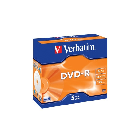 VERBATIM DVD-R(5-Pack)Jewel/MattSlvr/16x/4.7GB