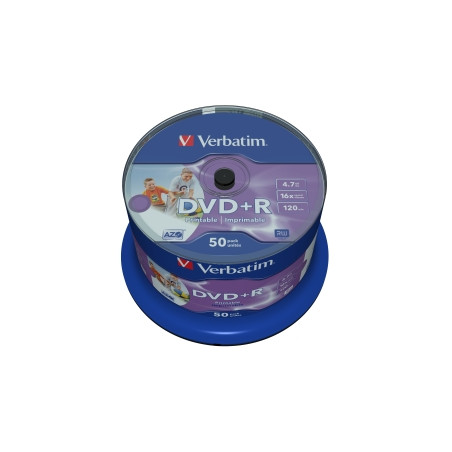 VERBATIM DVD+R (50-Pack) Cake/Print/16x/4.7GB/NoID