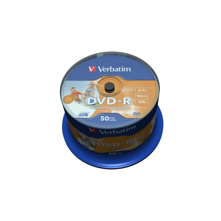 VERBATIM DVD-R (50-Pack) Cake/Print/16x/4.7GB/NoID