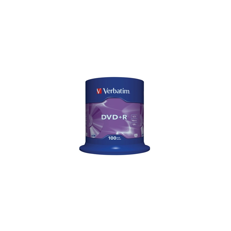 VERBATIM DVD+R(100-Pack)Spindl/MattSlvr/16x/4.7GB